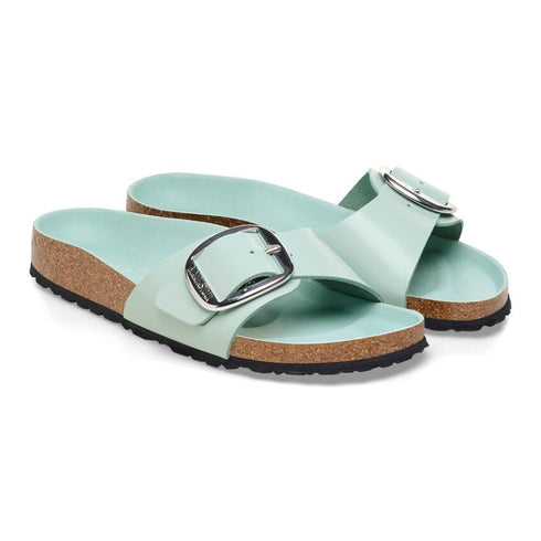 Madrid Big Buckle Natural Leather Patent - Birkenstock - Surf Green